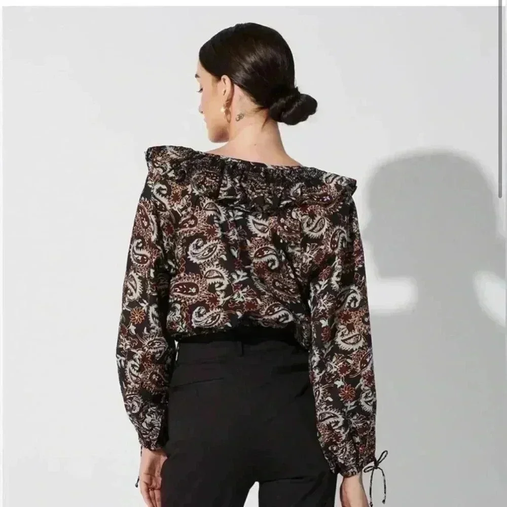 Cleobella Boho Jillian Blouse Avalon Block Print
